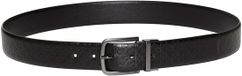 Calvin Klein Ceinture à boucle ronde lisse Noir/noir/métal pistolet mat Taille : 115
