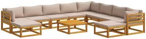 vidaXL Canapé 2 places Taupe Bois d'acacia massif