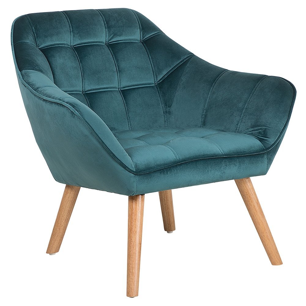 Beliani Fauteuil blauwgroen fluweel KARIS