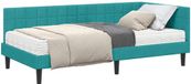 vidaXL Cadre de lit d'angle avec matelas - turquoise - 90 x 190 cm - velours