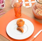 Merkloos Venilia Placemat placemat voor eetkamer afwasbaar polypropyleen, geschikt voor levensmiddelen, Oranje, 45 x 30 cm, 4 stuks
