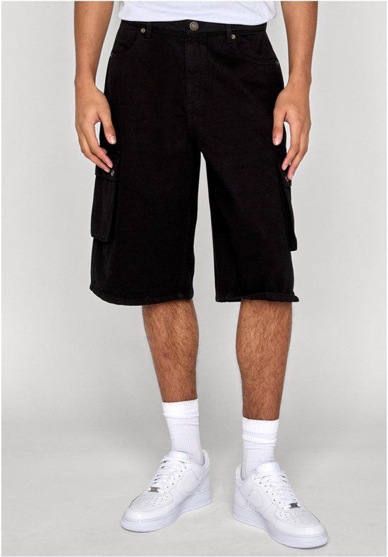 Urban Classics Washed Workwear Cargo Shorts Zwart Katoen