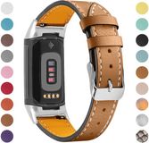 Merkloos / Sans marque Bol Echte leren band Geschikt voor Fitbit Charge 5/6