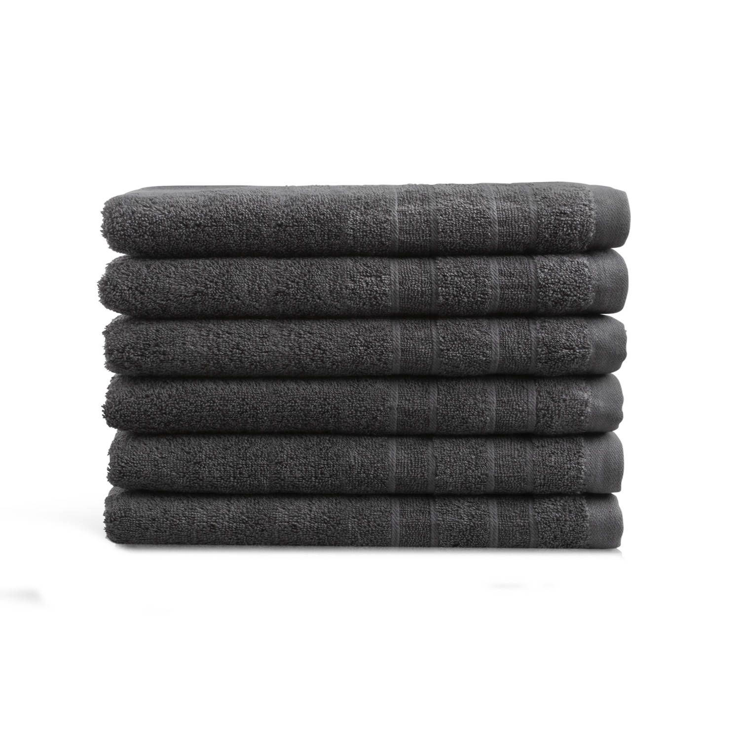 SeaShell Luxor Gastendoekjes - Antraciet - 6 stuks - 30x50cm - Hotel Kwaliteit