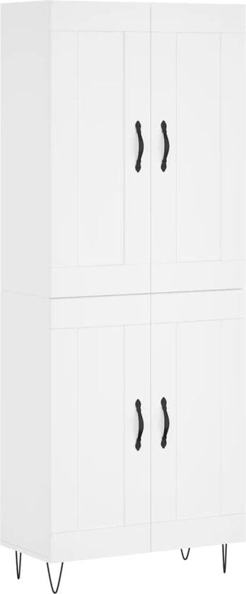 vidaXL Hoge kast bewerkt hout wit