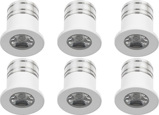 Velvalux LED Veranda Spot Verlichting 6 Pack - 3W - Natuurlijk Wit 4000K - Inbouw - Rond - Mat Wit - Aluminium - Ø31mm