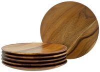 CreaTable, Nature Collection 21579, serie acaciahout, 6-delige serviesset, bordenset, diameter 31 cm, van acaciahout voor 6 personen, kwaliteitsproductie, Match & Mix