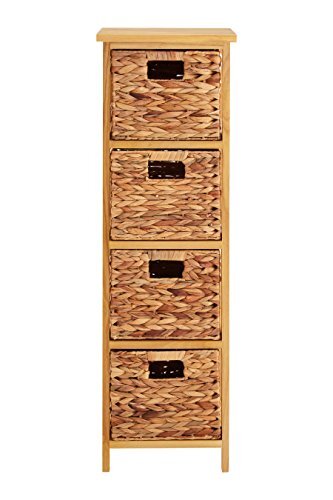 Premier Premier satijnen rek met 4 manden/schuifladen, paulownia hout/jakinthe, naturel, 32 x 31 x 100 cm