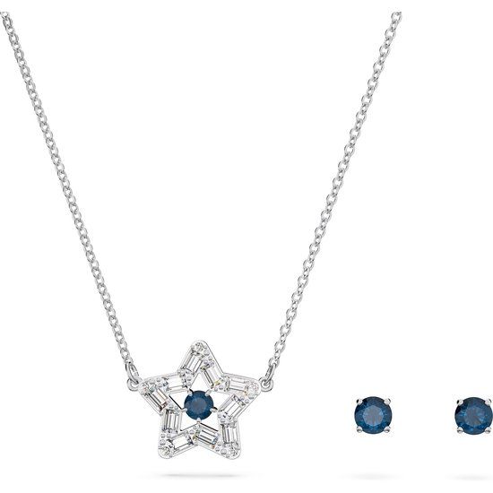 Swarovski Stella Minimalistische Ketting voor Dames - Blauw Kristal - Zilverkleurig - 2022 Collectie