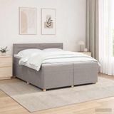 vidaXL Boxspringbed met matras, taupekleurig, 200 x 200 cm, met stoffen bekleding