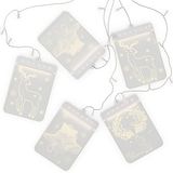 AmeliaHome LED raamdecoratie acryl hanger lichtketting set van 5 USB lichtkettinggordijn kerstdecoratie rechthoekig rendieren meten