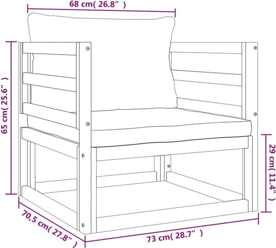 vidaXL 7-delige Loungeset met groene kussens massief hout