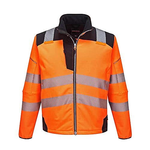 Portwest T402OBRM Vision Hi-Vis Softshell Jacket, Medium, Orange/Black