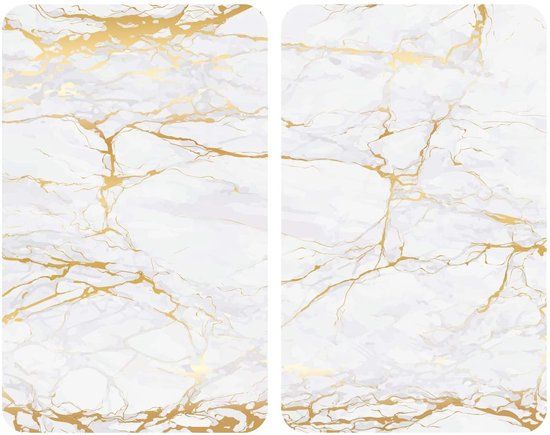 Wenko Afdekplaat Marmer Goud - 30 x 52 cm - Wit/Goud - 2 stuks