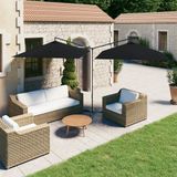 vidaXL Dubbele Parasol met Stalen Paal 600x300 cm Zwart