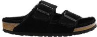 Birkenstock Arizona Shearling Veloursleder Suede Narrow Pantoffels - Black - Maat 37