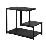 SoBuy FBT65-Sch Bijzettafel Zwart – Glazen Salontafel met 3 Planken – Moderne Design Tafel voor Woonkamer & Lounge – 65×55×35 cm