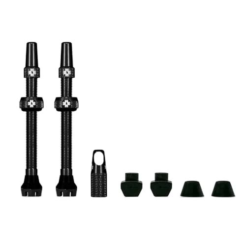 Muc-Off Tubeless Valves, Black 60mm - Dust Caps for Bikes with Valve Core Removal Tool - Presta Valve Caps for Tubeless MTB/Road/Gravel Bikes