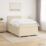 vidaXL Boxspringbed met matras, crème kleur, 120 x 190 cm, gestoffeerd