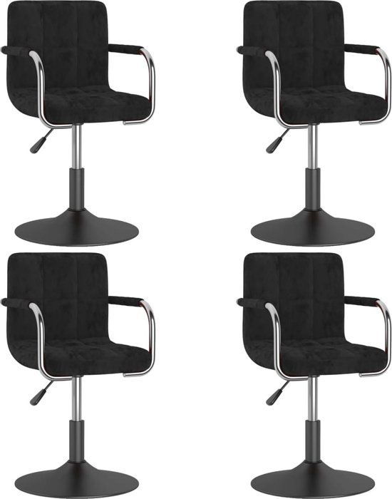vidaXL Eetkamerstoelen draaibaar fluweel zwart (4 stuks)