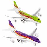 Goki Jouets Avions - 2x pièces - 19 cm - violet et vert - lumière et son
