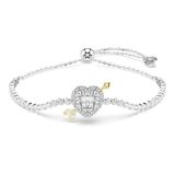 Swarovski Idyllia armband, Verschillende slijpvormen, Hart met pijl, Wit, Rodium toplaag