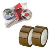 Kinzo Tape dispenser - inclusief 4x rollen dik verpakkings tape - 5 cm x 66 meter per rol - inpakken set