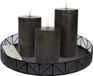 Anna's Collection LED kaarsen - 3x stuks - zwart - met rond dienblad - kaarsenbord - D29 cm - metaal