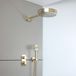Hudson Reed Set de douche : mitigeur thermostatique 2 voies avec inverseur, pomme de douche et douchette - Or satiné | Lune