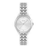 BOSS HB1502722 MAE Dames Horloge - Mineraalglas - Staal - Zilverkleurig - 30 mm breed - Quartz - Vouw/Vlindersluiting - 3 ATM (spatwater)