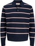Jack&jones Joratocha Knit Stripe Polo Sky Captain /chocolate