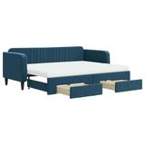 vidaXL Slaapbank met onderschuifbed en lades 80x200 cm fluweel blauw