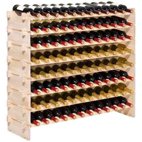 VEVOR Stapelbaar Modulair Wijnrek voor 96 Flessen, 8 lagen, flessenrek met een totaal draagvermogen van 112 kg, stabiel, wijnflessenstandaard voor keuken, wijnkelder, bar, houder voor natuurwijnen