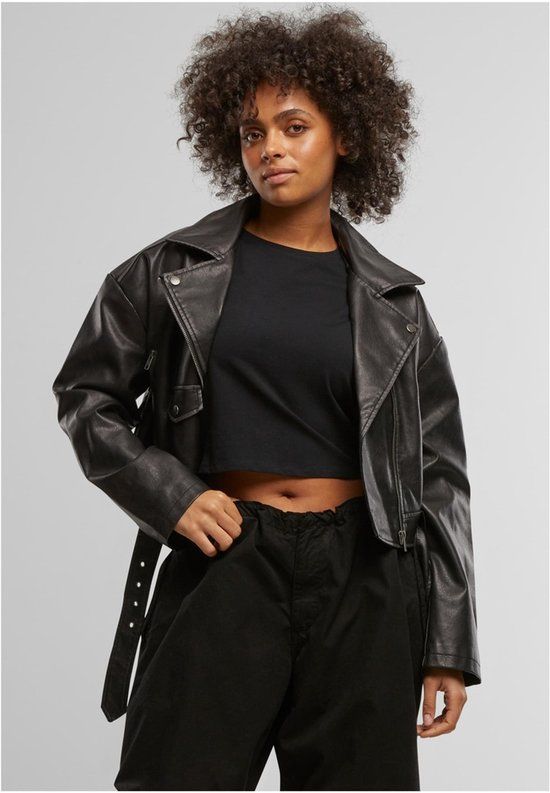 Urban Classics Vintage Dames Kunstlederen jas - zwart - L