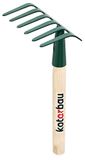 KOTARBAU® Tuinhark, Metalen Hark, 11,5 cm, Handhark met Houten Steel, 30 cm, Stevige Hark, voor Bloemenbedden, 6 Tanden, Ergonomisch, Compact Formaat, Groen, Staal