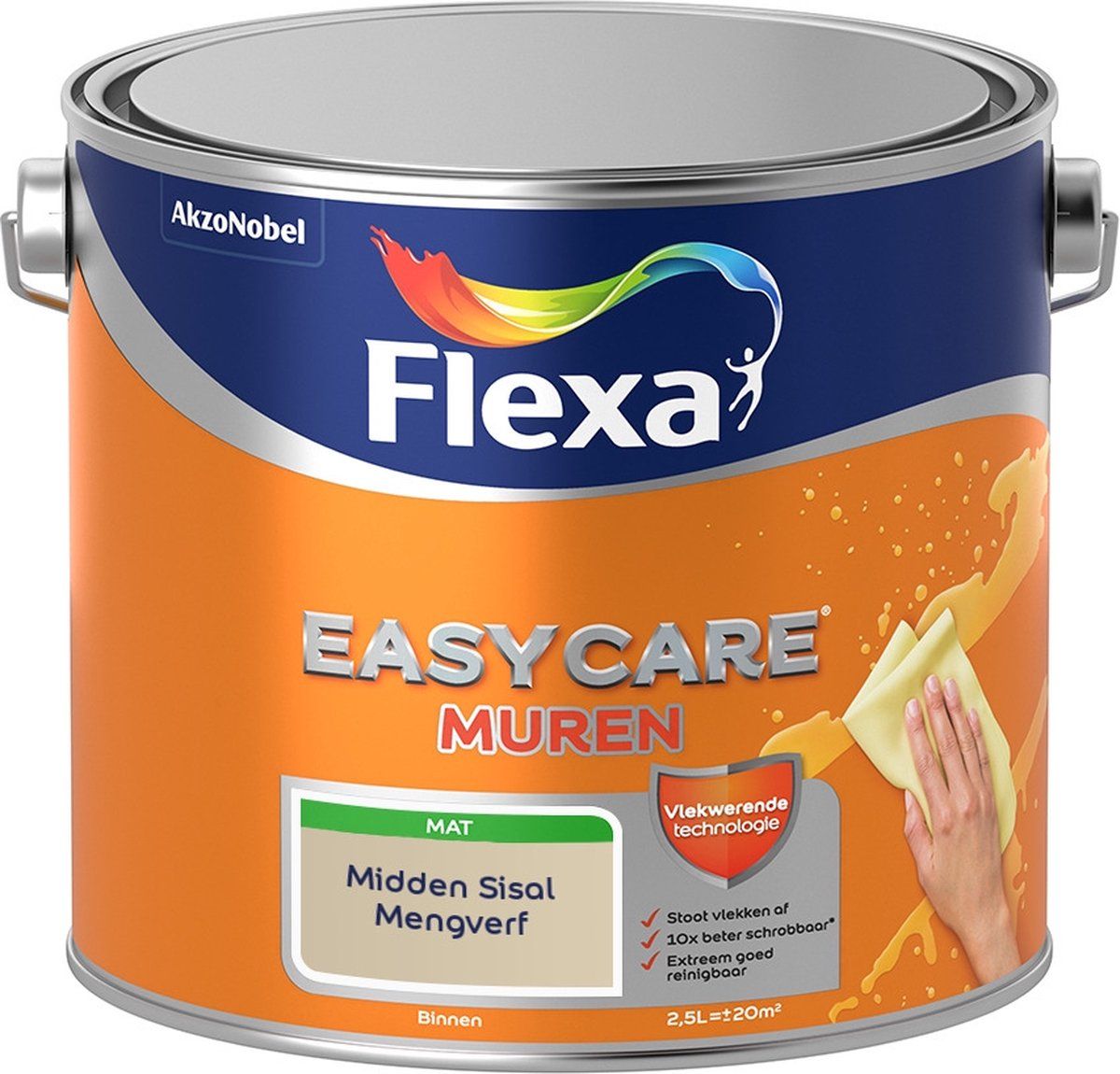 FLEXA Easycare Muurverf - Mat - Midden Sisal - 2,5 liter
