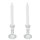 Atmosphera Decoglass Candle Holder - 2x - For Dinner Candles - Glass - Transparent - 7 x 11 cm