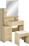 Homcom Ensemble de coiffeuse - Panneau de particules - 80x38x143cm - Bois naturel