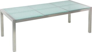 Beliani Tuintafel glas/RVS driedelig tafelblad 220 x 100 cm GROSSETO