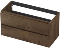 INK - Onderkast 2L Greeploos Houten Keerlijst Fineer - 1000x450x520 Mm - Chocolate Fineer