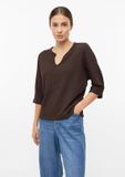 s.Oliver T-shirt V-hals Korte mouw donkerbruin Polyester