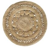 HAMID - Jute Vloerkleed Alhambra Nazarí Ronde Natuurlijke Kleur, 100% Jute Vezel, Gevlochten Ontwerp, Handgemaakt, Natuurlijke Vezel Vloerkleed Vor Woonkamer, Slaapkamer, Eetkamer - (120x120cm)