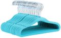 Amazon Basics Fluwelen Kinderkleerhangers met Antislip, voor Baby's en Peuters, 29,5cm (11,6in) (voor Babykleding), 50 Stuks, Blauw