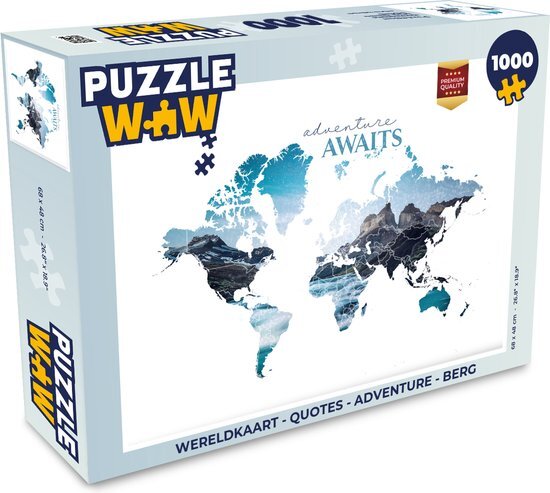 MuchoWow Puzzel Wereldkaart - Quotes - Adventure - Berg - Legpuzzel - Puzzel 1000 stukjes volwassenen