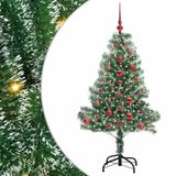 vidaXL Sapin de Noël artificiel enneigé floqué avec lumières LED Vert et Blanc 120 cm