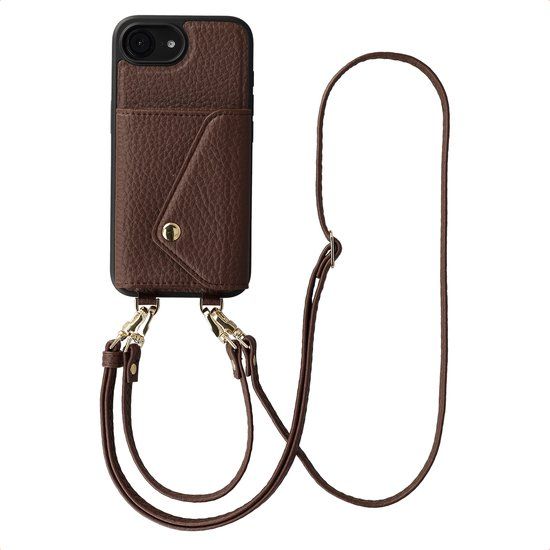 Selencia Sera Telefoonhoes met Koord en Envelop Pashouder voor de Apple iPhone 17e / 16e - Chocolate Brown