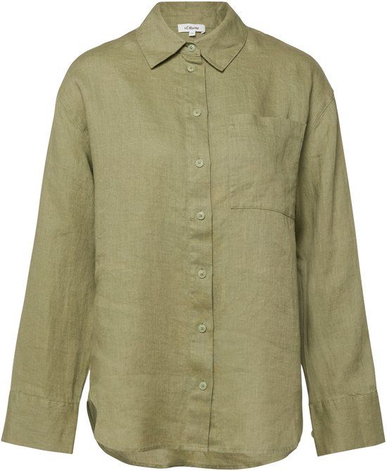 s.Oliver Blouse Linnen Kaki Regular Fit Vrouwen