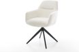 DELIFE Eetkamerstoel Pejo-Flex kruisframe breed zwart bouclé zacht beige 360° draaibaar rocker-functie pocketveer kern