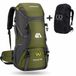 CarryQuest® 50L Sac à dos d'extérieur - Randonnée - Compartiment à chaussures - Sac à dos de randonnée imperméable pour camping, backpacking et voyage - Vert militaire