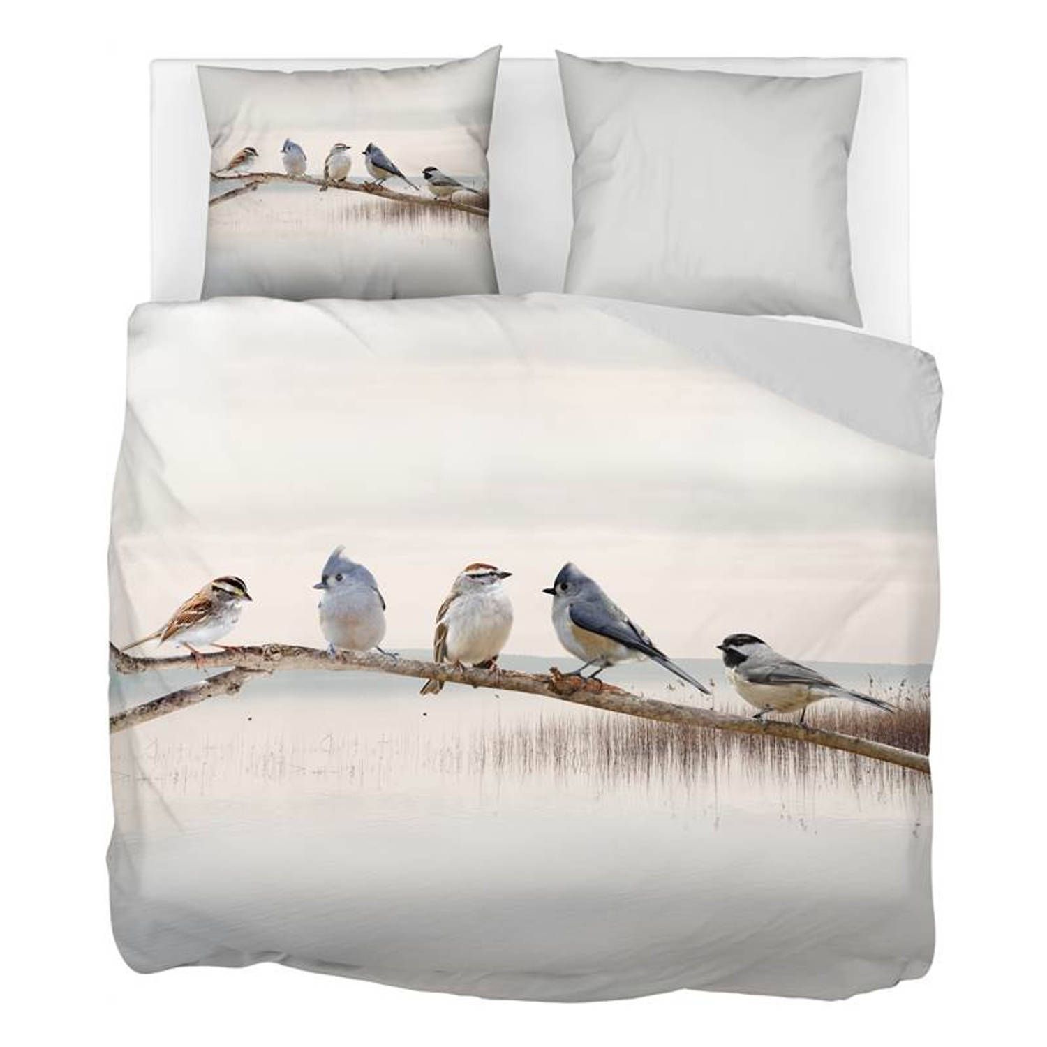 Snoozing Lake - Flanel Dekbedovertrek Lits-jumeaux 240x200/220 cm + 2 kussenslopen 60x70 cm - Wit